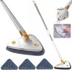 PACQUITA 360° Rotatable Adjustable Cleaning Mop, Shine Moop Triangle Microfiber Mop with Long Handle, 1 Replaceable Reusable Washable Mop Pads, mops for Floor/Ceiling/Corner/Glass/Car/Skirting.