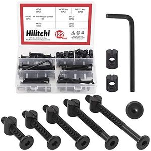 Hilitchi M6 120Pcs Black Hex Socket Head Screws Bolts Barrel Nuts Hardware Assortment Kit for Crib Baby Bed Furniture Cots and Chairs (40mm/50mm/60mm/70mm/80mm-Assortment Kit)