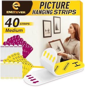 EMITEVER Picture Hanging Strips Heavy Duty, Damage Free Picture Hangers for Walls, Picture Hanging Kit, Hanging Hooks Without Nails, Medium Adhesive Wall Strips for Poster Sticky 20-Pairs (40 Strips)