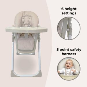 My Babiie Premium Highchair – Oatmeal Beige Baby Feeding Chair