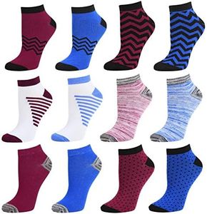 Debra Weitzner Womens Runner Ankle Socks - Low-Cut Colorful Socks (Size 9-11 and 10-13) 12 Pairs
