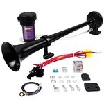 WUEHDC Air Horn for Car Train Truck Boat, 12V 150DB Single Trumpet Horns Kit with Compressor, Oversized Chrome Zinc Motorcycle Air Horns