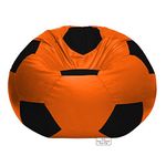 RnS Rest 'n' Sleep Bean Bag Football Pattern Printed Chair for Bedroom, Luxury Lounge Living Room, Lounger Filled with Bean, with 1 Year Warranty | Ready to Use (Black/Orange, XXXL)