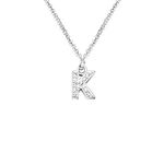 bifriend S925 Silver 26 Initial English Letter Crystal Chain Necklace For Women Girl Best Gift (K)