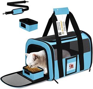 SECLATO Cat Carrier Dog Carriers Airline Approved for Small Dogs, Kitten, Carriers for Small Medium Cats Under 15lb, Collapsible Soft Sided TSA Approved Pet Travel Carrier-Blue