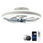 CHANFOK 20'' Smart Ceiling Fans with Lights Compatible with Alexa and Google Assistant, Low Profile Ceiling Fan with Light and Remote, APP Control, 6-Speed Reversible Blades for Bedroom (White)