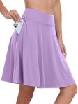 ANRABESS Knee Length Skorts Skirts for Women Summer High Waisted Golf Tennis Skirt Casual Travel Built-in Shorts Clothes Purple X-Large