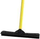 FURemover Broom SW-250I-AMZ-6, Pet Hair Removal Tool with Squeegee & Telescoping Handle That Extends from 3-5', Black & Yellow,1 Count (Pack of 1)