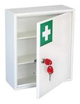 The Products Store Medical Cabinet First Aid Storage, Wall Mountable Medication Cabinet Key Lock Safe with Shelves - Dedicated Secure Storage for Medicine 20.5 x 30 x 35 cm (Small)