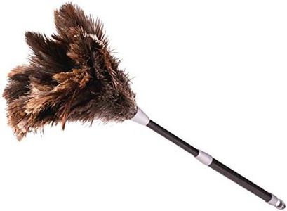 africX Strauß Staubwedel mit originalen Straußenfedern - Teleskopstiel für müheloses Staubwischen - Ausziehbar bis 73 cm