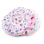 MeeTo Printed Shower Caps Reusable Waterproof Free Size Bathroom Head Cap For Home/Salons/Beauty Parlours Women/Girls - Assorted Colors