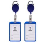 Lazybeee Aluminum Alloy ID Card Badge Holder with Yoyo Reel - A Stylish and Convenient Solution for Office Identification (Pack of 2, Blue)