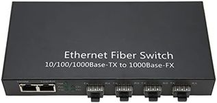 SFP Ethernet Fiber Optic Switch, 1000m Ethernet Fiber Optic Transceiver, 4 Optical Ports 2 Electrical Ports, 120km, with LED Indicator, Supports 9k Bytes Jumbo Frames