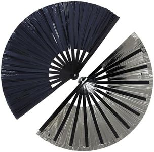 Kerfulty Boots On The Ground Handheld Fan, 2025 New Large Portable Holographic Folding Clap Rave Fan with Laser Colors for Line Dance, Popping, Disco Parties, Festivals, Home Decoration (Black)