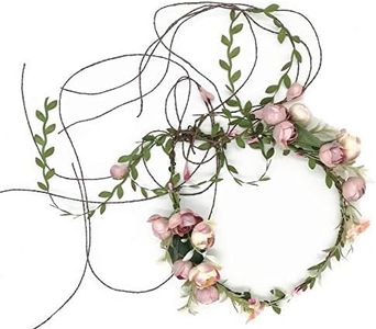 Floral Fall Adjustable Bridal Flower Garland Headband Flower Crown Hair Wreath Halo F-83 (A)