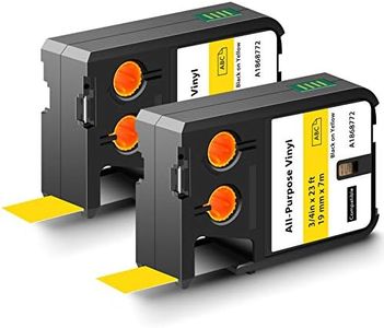 KCMYTONER 2 Pack Compatible for Dymo 1868772 3/4" x 23 ft (19mm x 7m) Black on Yellow All-Purpose Vinyl Labels Replacement for Rhino XTL-300 XTL-500 Label Makers