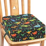 Booster Seat Dining Chair - Cartoon Canvas Washable 4 Straps Kids Booster Seat for Dining Table, Portable Travel Increasing Cushion