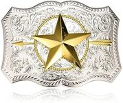 BBOTEN Western American Star Belt Buckle Large Texas Belt Buckles for Men Dad Horse Belt Buckles Men Western Cowboy, Grey, Small