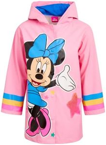 Disney Girls' Rain Jacket - Slicker Shell Raincoat: Minnie Mouse, Frozen Elsa, Anna (2T-7), Size 4-5, Minnie Mouse