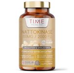 New: Nattokinase - 120 Capsules - 2000 FU / 100mg - Nattiase® Natural Fermented Soybean Extract - Enzyme from Japanese Natto - UK Made - GMP Standards - Zero Additives (120 Count (Pack of 1))