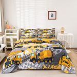 Feelyou Boys Cartoon Car Bedding Set Twin Size Kids Construction Vehicles Comforter for Kids Children Cartoon Machinery Truck Comforter Set Construction Site Cars Duvet Set 2Pcs