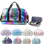 Sports Duffel Bag, Gym Bag with Shoes Compartment & Wet Pocket, Waterproof Overnight Bag Travel Bag Dance Bag for Girl, Weekend Bag for Women (Colorful)