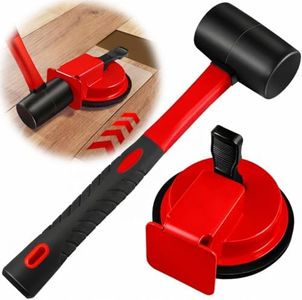 Floor Gap Fixer Tool with Rubber Mallet, Iron Body & Strong Suction Cup, Includes 5 Sticky Pads for Laminate, Vinyl, Wood & Tile Flooring Installation and Repair