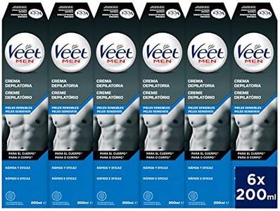 Veet Men - Crema depilatoria maschile per petto e schiena, pelli sensibili, confezione da 6 x 200 ml