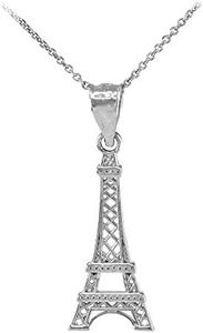 Fine 925 Sterling Silver Eiffel Tower Pendant Necklace, Sterling Silver