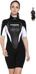 Cressi Women's Altum 3mm Wetsuit One piece shorty for Lady in 3 mm double lined neoprene, Black/White/Aquamarine, M UK