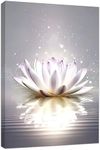 CCWACPP Zen Canvas Wall Art White Lotus Picture Spa Flower Art Prints Magic Spiritual Meditation Yoga Room Bathroom Wall Decor Framed (Zen - 1, 16x24inch)