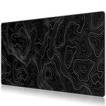 JIALONG Gaming Mouse Pad, Large Desk Pad, Office Desk Mat with Anti-slip Base, Anti-wear Personalized Design, Mousepad with Black Topographic 35.4 x 15.7 inches