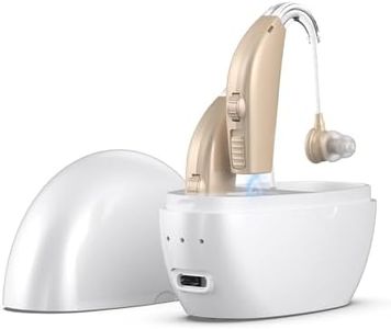 Hearing Aids Hearing Amplifiers for Seniors Rechargeable with Noise Cancelling Hearing Aid Amplifier with Charging Case and Volume Control Beige