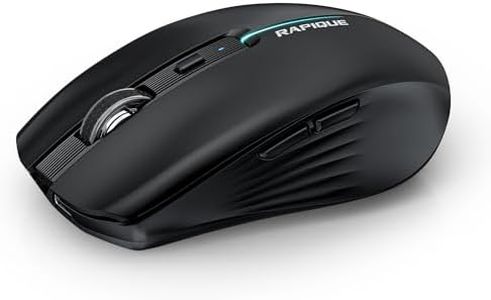 RAPIQUE Bluetooth Wireless Mouse - (BT1/BT2+USB) Tri-Mode High Performance, Rechargeable, Quiet Click, Multi-Device Compatibility for Laptop, Computer, MacBook, Tablet, PC (Black)