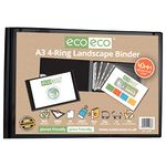 ECO ECO- A3 95% Recycled 4-D Landscape Ring Binder File Folder:The Ultimate Eco-Friendly Solution for Organizing Artwork Crafted with Care for Sustainable Creativity