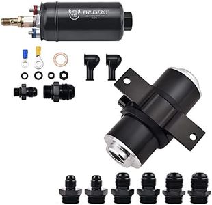 EVIL ENERGY External Fuel Pump 12V 300LPH Bundle with 100 Micron Inline Fuel Filter&Bracket Clamp