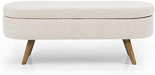 Pouseayar Ottoman Bench with Storage, 43.5 Inches, Beige, Wood