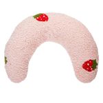 Lystaii Cat Calming Pillow for Indoor Pet Cat Dog Pillow Soft Fluffy Cat Bed Pillow Dog Neck Pillow Pet Toy Half Donut Anxiety Relief Pet Pillow with Cute Embroidery Pattern (Pink, Strawberry)