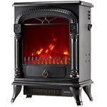 NETTA Electric Fireplace Stove Heater with Log Wood Burner Effect - With Fire Flame Effect, Arch Design, Freestanding Portable, Wood Burning LED Light - 1750-1950 watts