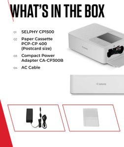 Canon SELPHY CP1500 Photo Printer – Compact Wireless, White