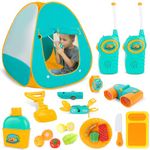 12 Piece Kids Tent Camping Set – Includes Big Tent, Telescope, 2 Walkie Talkies,Water Bottle, Shovel, Multifunctional Whistle, Compass, Flashlight, Thermometer - For Boys & Girls age 3 - 12 yrs old