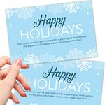 50 Extra Large Thank You for Your Order Cards - 4x6" Happy Holidays Bulk Package Inserts for Any Small Business Purchase During The Holidays, Christmas and New Years Season with Blue Snowflake Theme