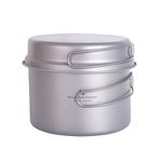 Boundless Voyage Outdoor Titanium Pot with Pan Set with Collapsible Folding Handle for Outdoor Camping Cooking Hiking Backpacking Portable Cookware (1200ml+500ml)