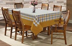 AIRWILL Cotton Checkered Pattern 6 Seater Table Cloth Pack of 1 Pc (Yellow) - Rectangular