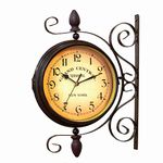 BELMAKS Vintage Double Sided Wall Clock Vintage Industrial Wall Clock for Outdoor Decorative Wall Art Antique Decor Wall Office Wall Clock Silent Kitchen Wall Clock 360 Degree Rotate Antique Wall