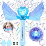 Princess Bubble Wands for Kids Girls, Music & Light Up Bubble Machine: 4 AA Batteries & 2 Bubble Solutions, Outdoor Bubble Toys for Princess Parties Birthday Gift for 3 4 5 6 7 8 Year Old Girls（Blue）