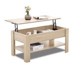 Lift Top Coffee Table With Storage, Coffee Table For Living Room, Wooden Coffee Table With Storage Large Hidden Storage Rectangular with1 Shelf Sofa End Tea Table for Living Room Furniture, Oak