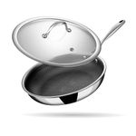 Stahl Artisan Hybrid Triply Frying Pan with Lid, Fry pan Induction Base, Frying pan Non Stick, Omelette Pan Non Stick, Frying pan Stainless Steel, 1.6 L, 24 cm