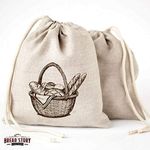 Linen Bread Bags - 3 Pack 30 x 40 Speical Art Design Unbleached Linen Reusable Food Storage for Homemade Artisan Bread