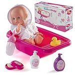 Prextex 8-pc Baby Doll Bath Set with Doll, Crib-shaped Bathtub, Robe Bath Toys Accessories - Baby Dalia Dolls Bathing Gift Toy Alive-like Set for Boys and Girls 3+ Excellent Stocking Fillers!